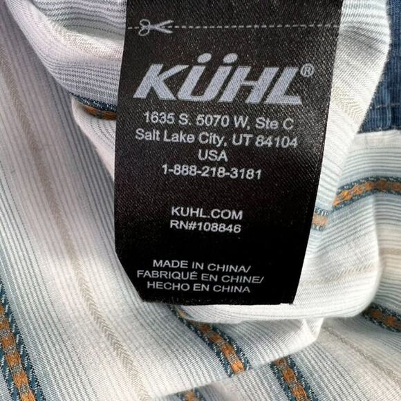 Kuhl Shirt Mens Large Bohemian Button Up Multicolor Striped Short Sleeve - Picture 9 of 12